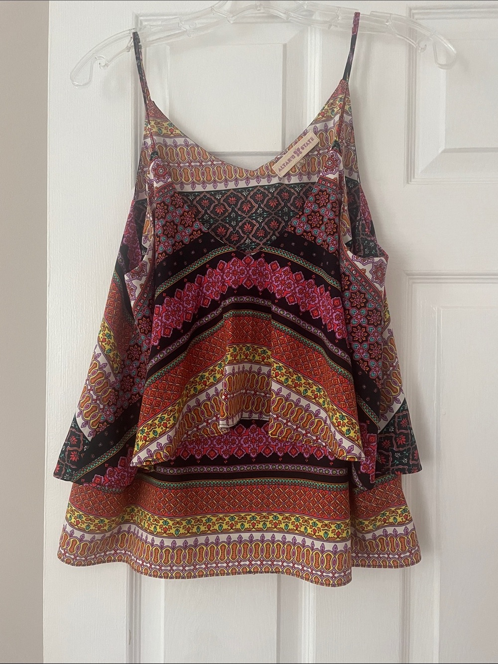 Boho Printed Layered Cami Top - Multicolor